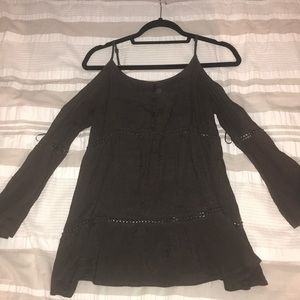 Brown open shoulder long sleeve